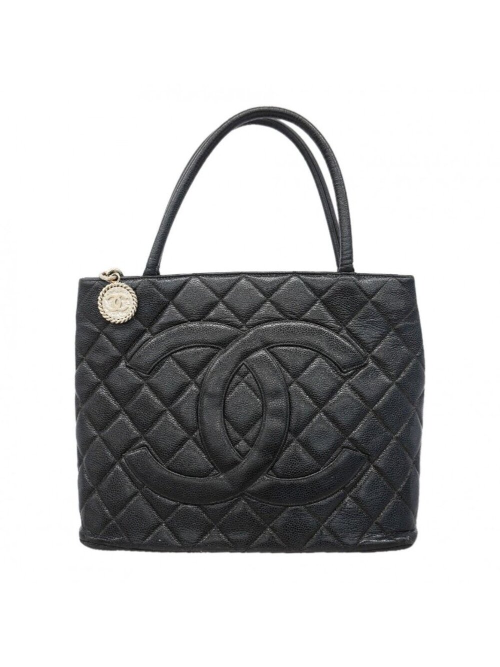 Chanel Tote Bag Reissue Caviar Leather Black Silver